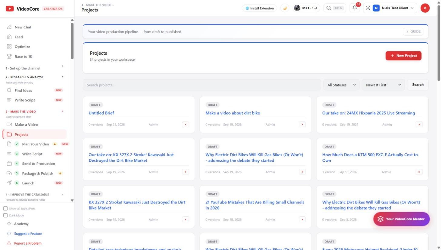 The project list