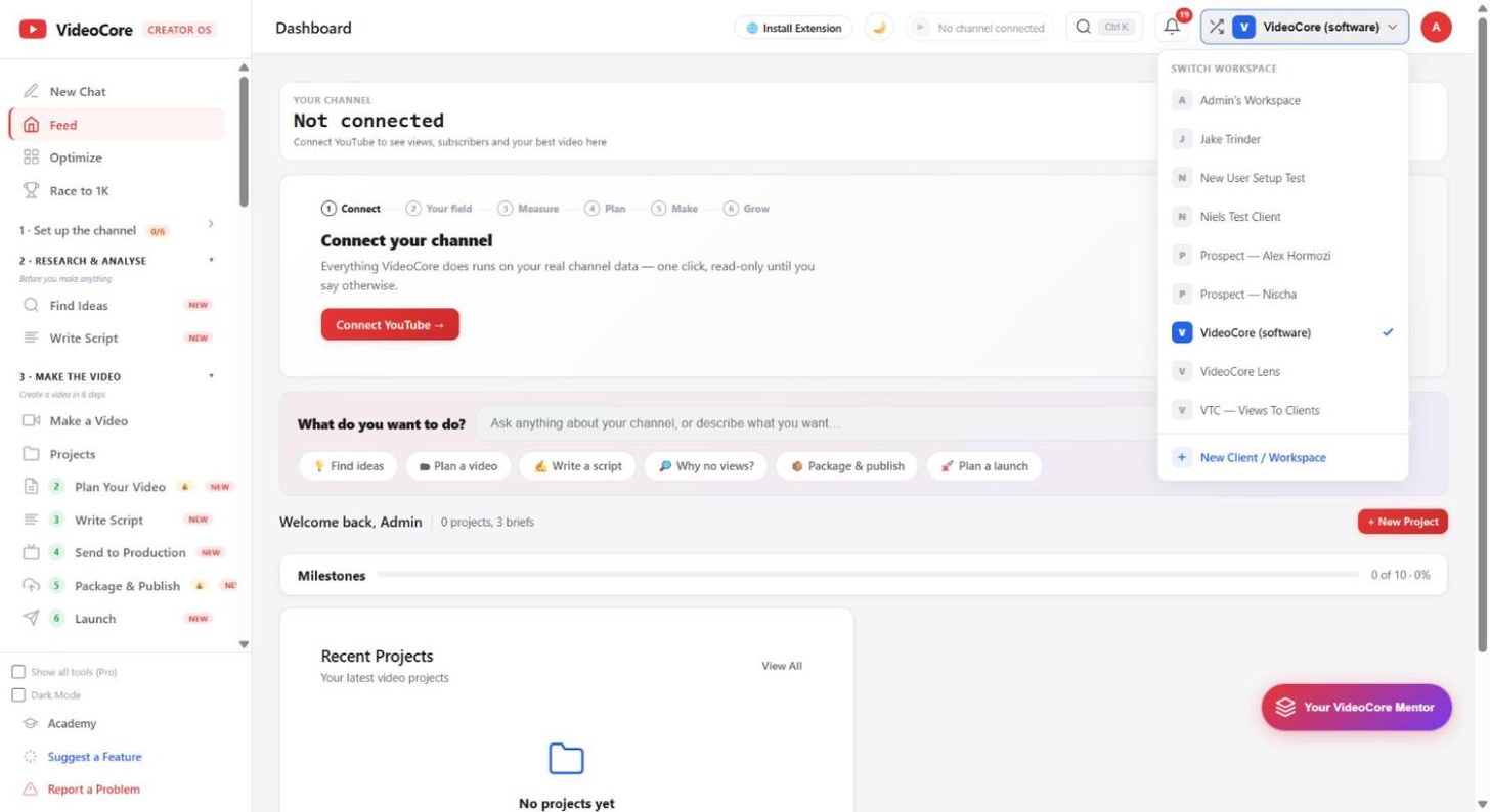 Workspaces and your account