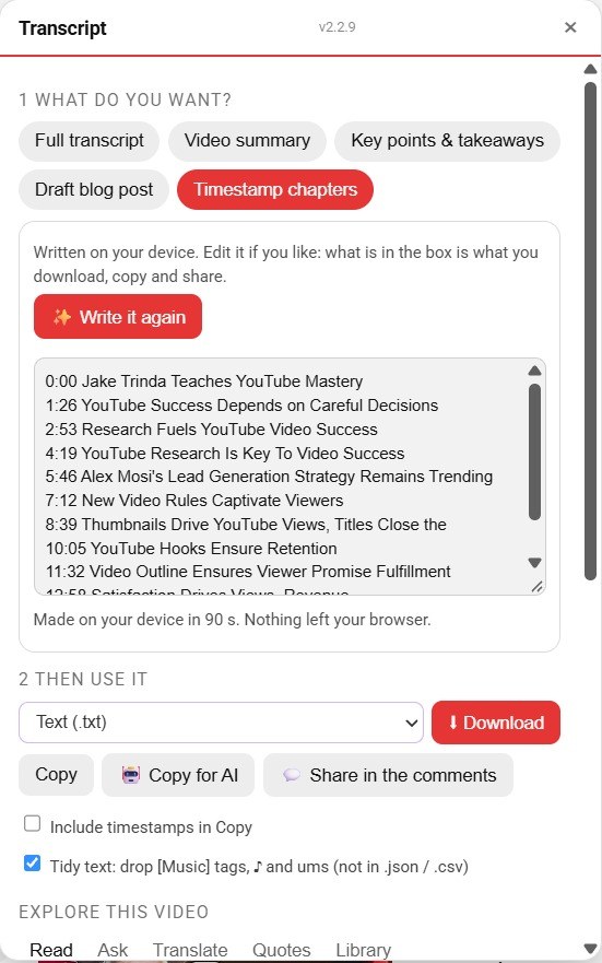Timestamp chapters